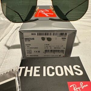 Ray-Ban Hexagonal Sunglasses RB3548 with Gold Frame
